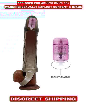 PRETTY LOVE JUMBO HEAD 6.9 INCH REUSABLE WASHABLE SILICONE VIBRATING PENIS SLEEVE BY KAMAHOUSE