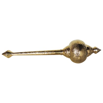 Brass Hanuman Mace Gada No. 8 � Polished Brass Puja Gada, Length : 34.5 Inch (ZMAS531 H)