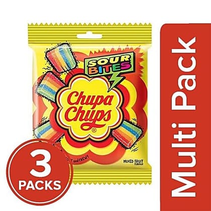Chupa Chups Sour Bites - Mixed Fruit Flavour, 3x61.6 g Multipack Chupa Chups Sour Bites - Mixed Fruit Flavour, 3x61.6 g Multipack