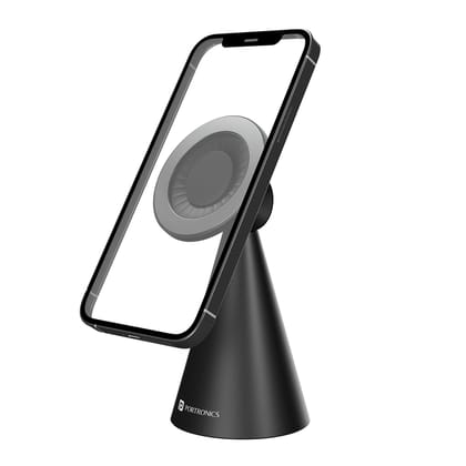 Portronics Mogun 5 Compatible with Magsafe only, Magnetic Universal Phone Holder, Ideal for Desks, 360 Rotation & 180 Pivot, Sturdy Build Material, Strong Magnetism (Black)