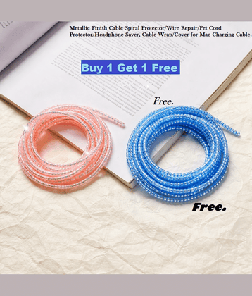 Dust N Shine Metallic Finish Cable Spiral Protector/Wire Repair/Pet Cord Protector, Cable Wrap Charging Cable (Pack of 2)
