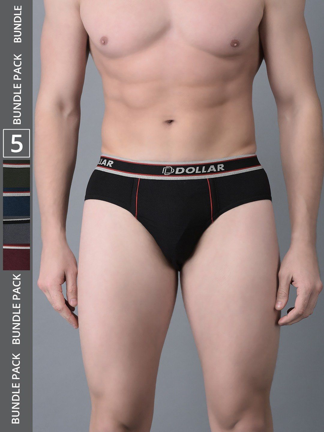 Men's Assorted Pack of 5 Combed Cotton Solid Brief With Anti-Microbial Odour Control
