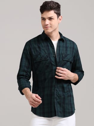 Twilight Green Semi Corduroy Shirt-S / Black