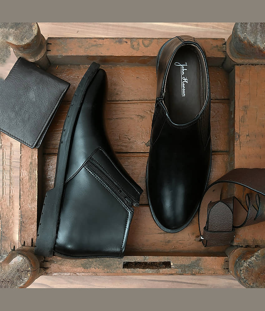 John Karsun Black Men's Slip On Formal Shoes