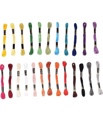 PRANSUNITA Anchor Stranded Cotton 6 Strand Cross-Stitch Hand Embroidery Stranded Cotton Craft Sewing Floss Thread, Pack of 25 Skeins