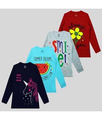 MIST N FOGG Pack of 4 Girls Cotton Blend T-Shirt ( Multicolor )