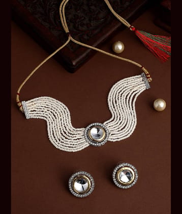Asmitta Jewellery Golden Alloy Necklace Set ( Pack of 1 )