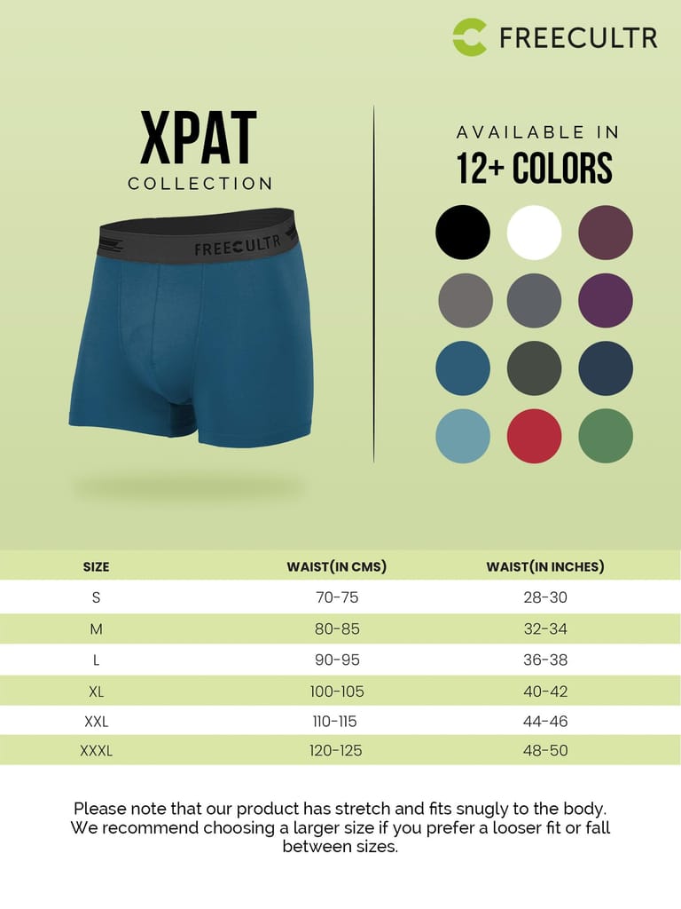 Freecultr Men's Underwear Anti Bacterial Micromodal Airsoft Trunk - Non Itch No Chaffing Sweat Proof - Pack of 2-Midnight Blue,Martini Blue