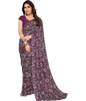 Kashvi Sarees Georgette Printed Ilkal Saree With Unstitched Blouse Piece ( Pink )