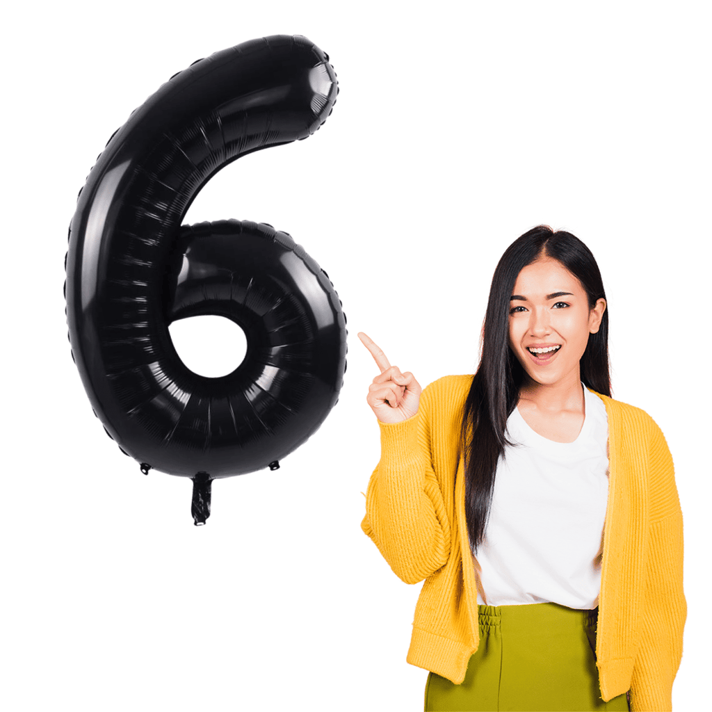 Number 6 Black Foil Balloon - Helium Quality - 26 inches - 1PC - Party and Festive Needs | Buy online on ZillyBuy