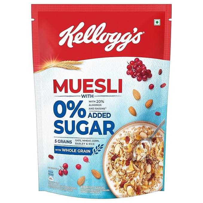 Kelloggs Muesli - With 0% Added Sugar, 2x500 g Multipack