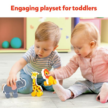 Skillmatics Wooden Animal Toys on Wheels, Imaginative Play for Toddlers, Educational Gifts for Infants 9 Months to 3 Years Skillmatics Wooden Animal Toys on Wheels, Imaginative Play for Toddlers, Educational Gifts for Infants 9 Months to 3 Years