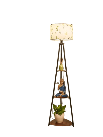 Furniture Metal Floor Lamp with 3 Shelves (Farm Petal) LED Bulb Included- Diwali Decoration Items