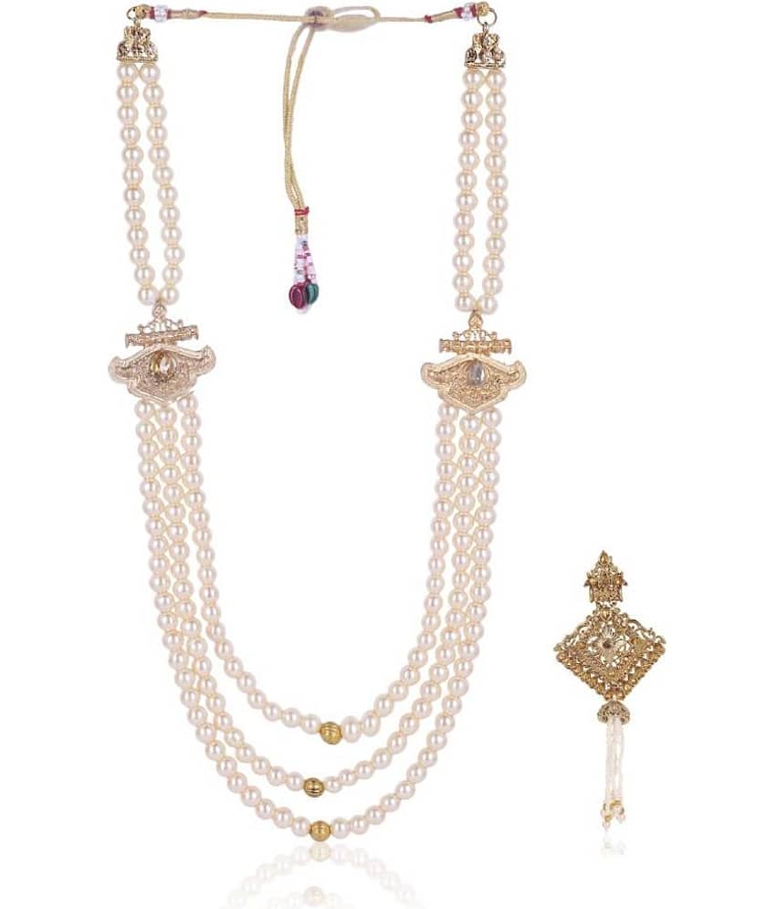 Dulha groom sherwani Necklace/Moti Mala for Men for wedding | Groom Mala and Brooch Set