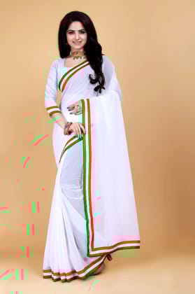 Georgette Tricolor Saree  by SHIV TEXTILES Georgette Tricolor Saree  by SHIV TEXTILES