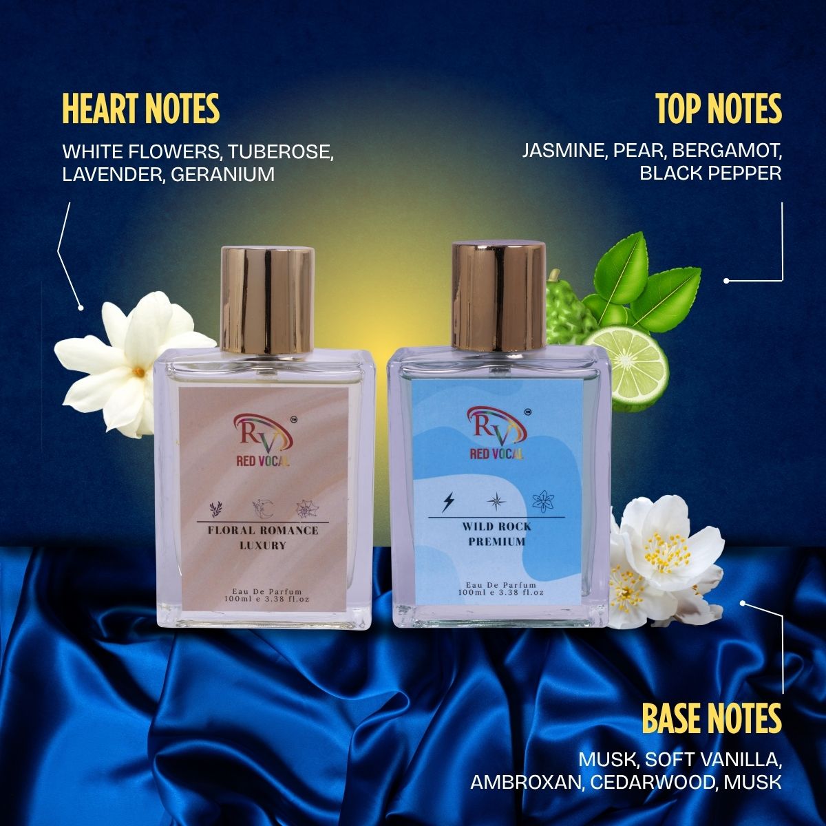 Red Vocal Floral Romance Luxury with Wild Rock Premium Eau de Parfum Combo (Set of 2) 100ml Each