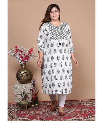 Avnii Cotton Printed Straight Women's Kurti - White ( Pack of 1 )
