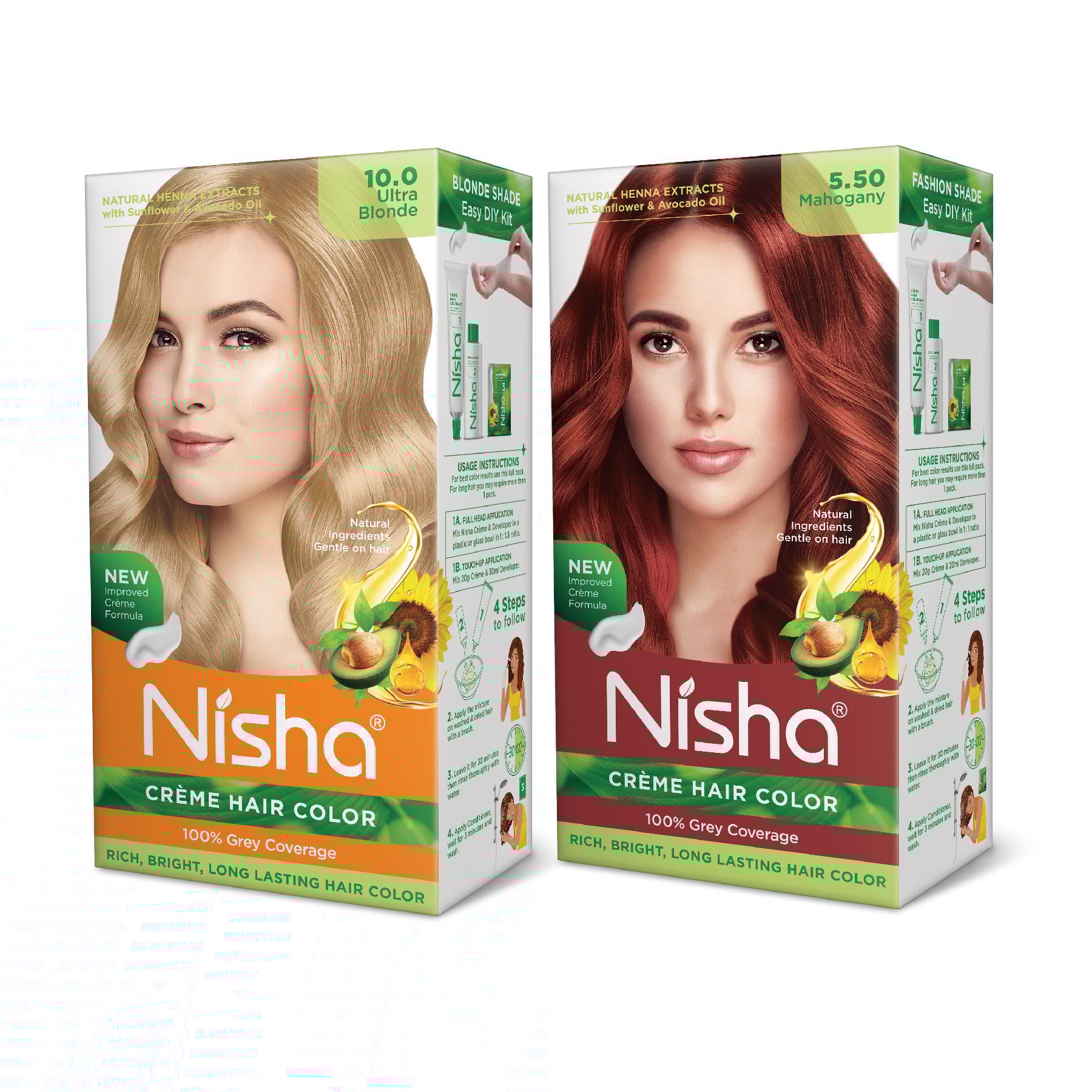 Nisha Creme Hair Color Combo, Pack of 2 Ultra Blonde & Mahogany