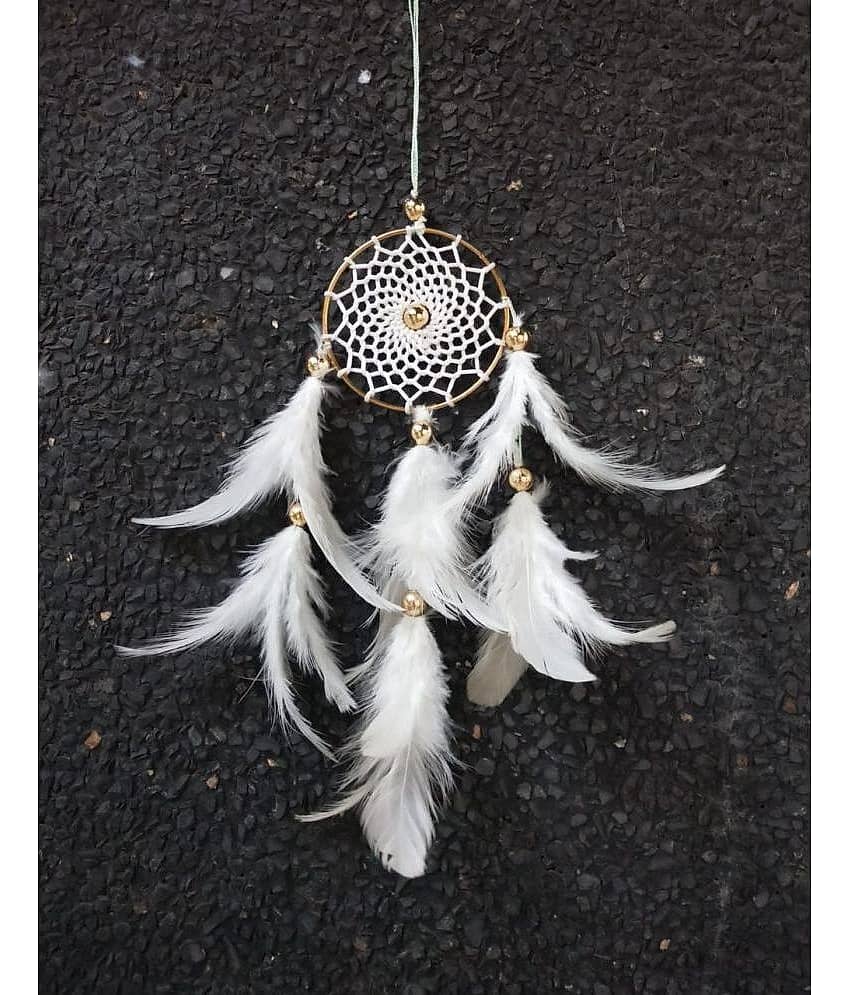 DHRUVTAR White Feather Dream Catcher - Pack of 1 ( 22 X 7 cms )