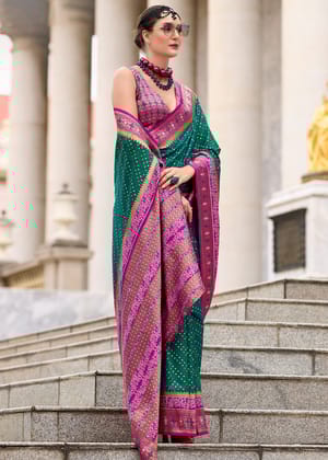 Deep Green Woven Banarasi Silk Saree