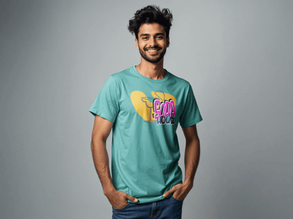 Taarak Mehta Ka Ooltah Chashmah| Aqua Green Front Printed Regular Fit T-Shirts (SODA HOUR)