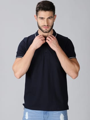 Pure Cotton Navy Solid Polo