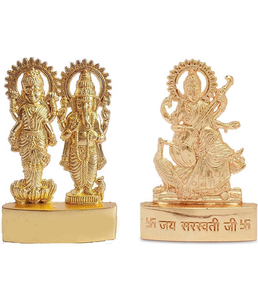 Shri Astha Vinayak Brass Lakshmi Ganesha Saraswati Idol ( 1 cm )