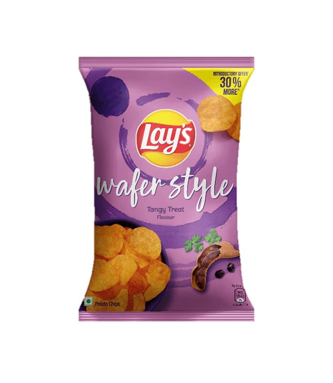 Lays Wafer Style Potato Chips - Tangy Treat Flavour, Crispy Thin Snacks, 40 G