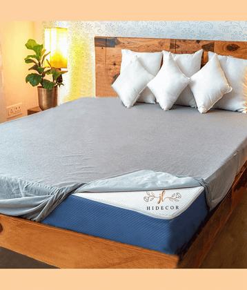 HIDECOR - Cotton Terry Water Proof Double King Size Mattress Protector - 198 cm (78") x 183 cm (72") - Gray