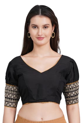 MRS RIGHT BLACK COTTON PADDED BLOUSE WITH STYLISH SLEEVES FOR WOMEN AND GIRLS