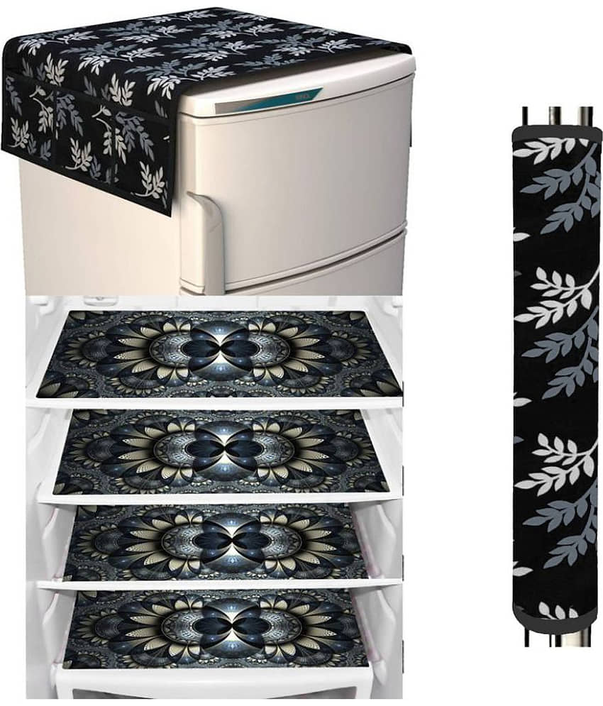 Fabolic Polyester Nature Fridge Mat & Cover ( 97 53 ) Pack of 6 - Black