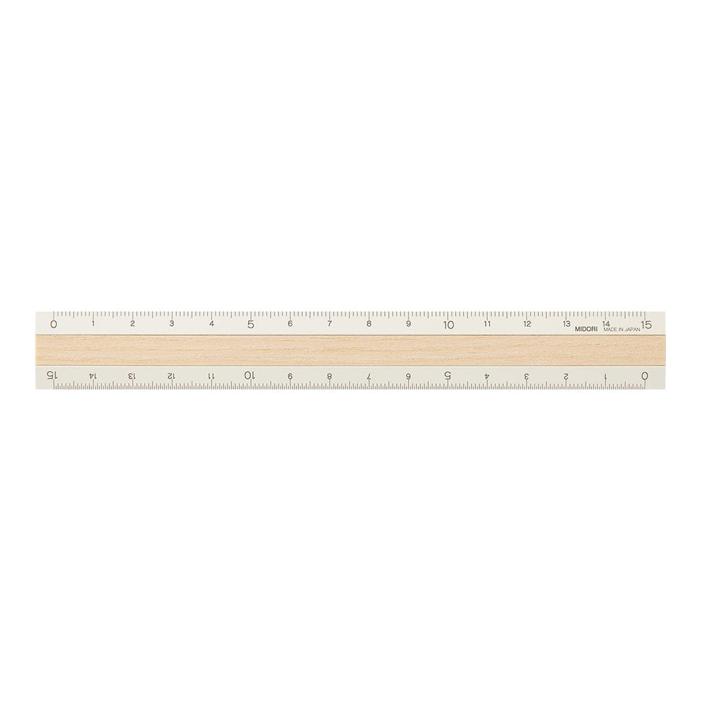 Midori Aluminum Wooden Ruler 15 cm - Ivory