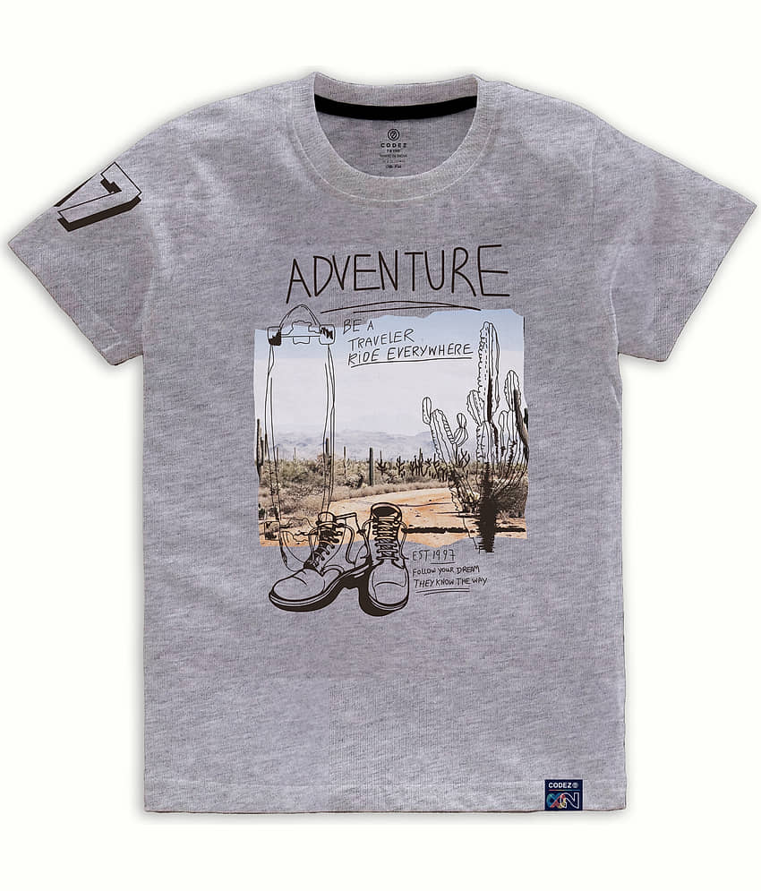 CODEZ Pack of 1 Boys Cotton Blend T-Shirt ( Gray )