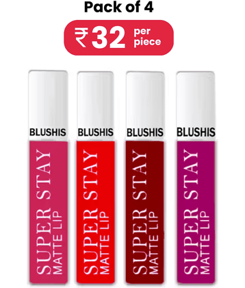 Blushis Non Transfer Mini Lipstick Red ,Purple, Maroon and Magenta Colour (Pack of 4) 16ml