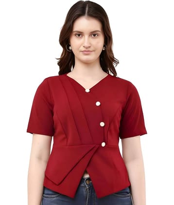 Hemang Fashion Women's Polyester Shirt Style Top ( Red )