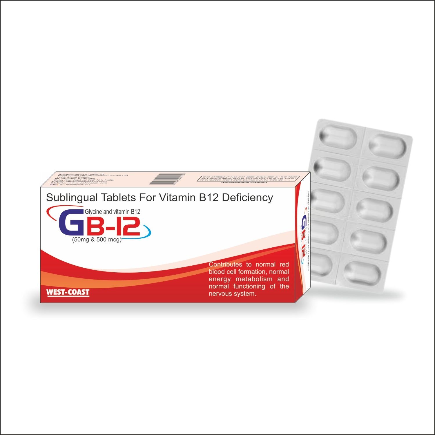 Westcoast GB-12 Tablets for Vitamin B12 Deficiency- 3x10 Tablets