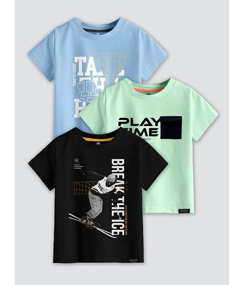 CODEZ Pack of 3 Boys Cotton Blend T-Shirt ( Multi Color )