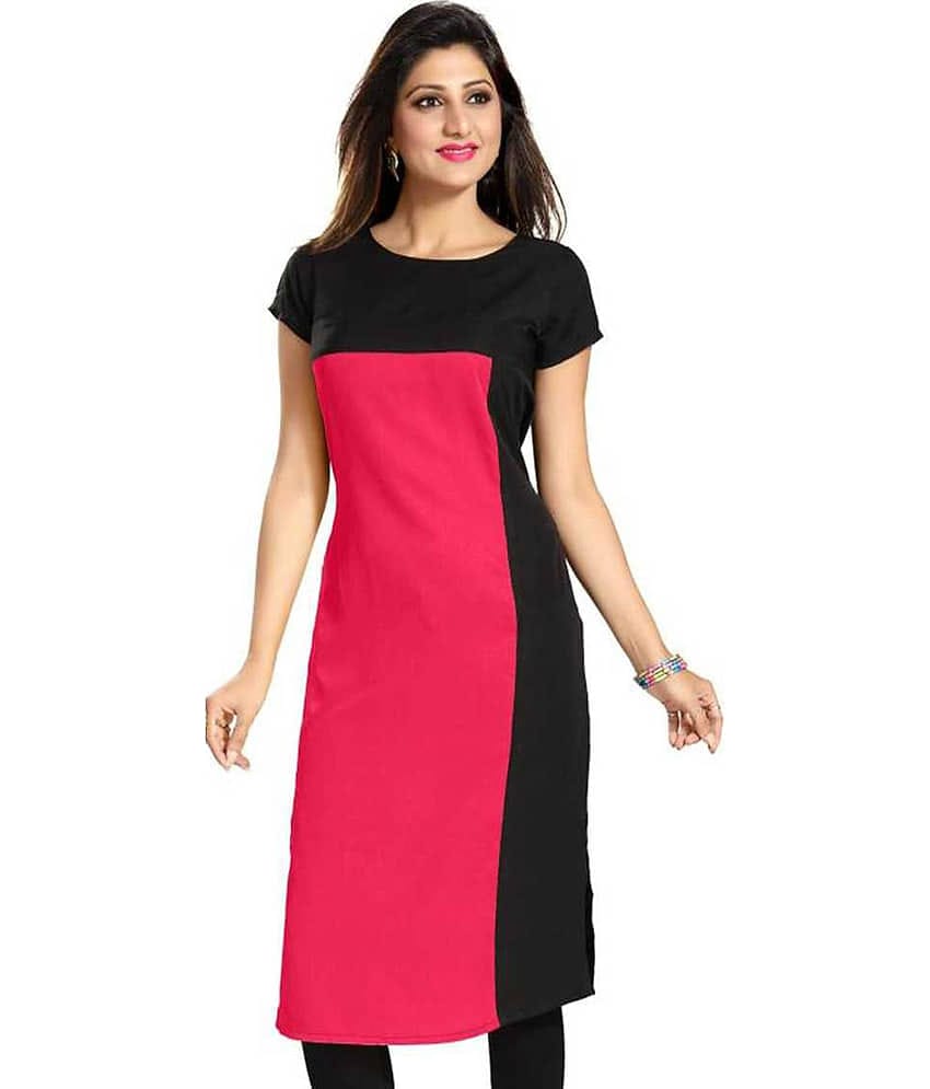 AK FASHION MALL Pack of 1 Crepe Printed Straight Women's Kurti - ( Multicolor )