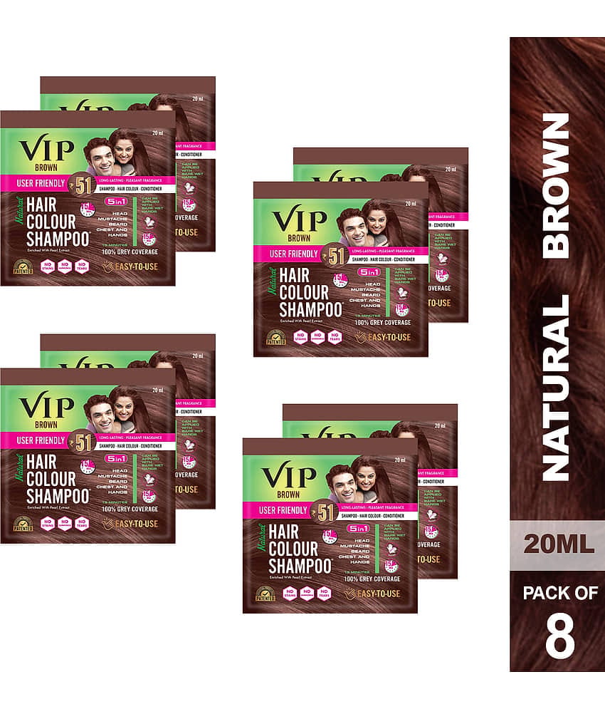 VIP Hair Colour Shampoo Unscented Permanent Hair Color 160 mL Brown