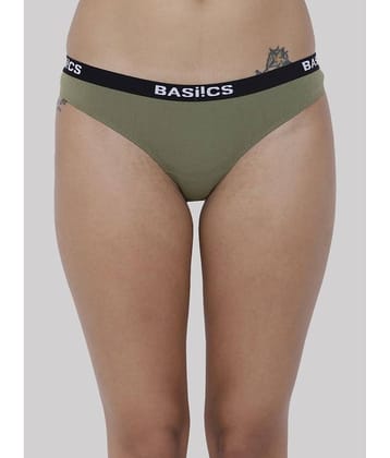 BASIICS By La Intimo Cotton Lycra Solid Women's Bikini ( Olive ) BCPBR08