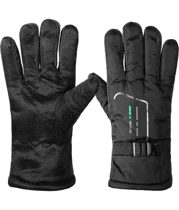 MANDEV Black Woollen Men's Woollen Gloves ( Pack of 2 )