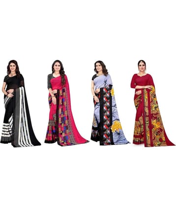 LEELAVATI Georgette Printed Saree With Unstitched Blouse Piece ( Multicolor )