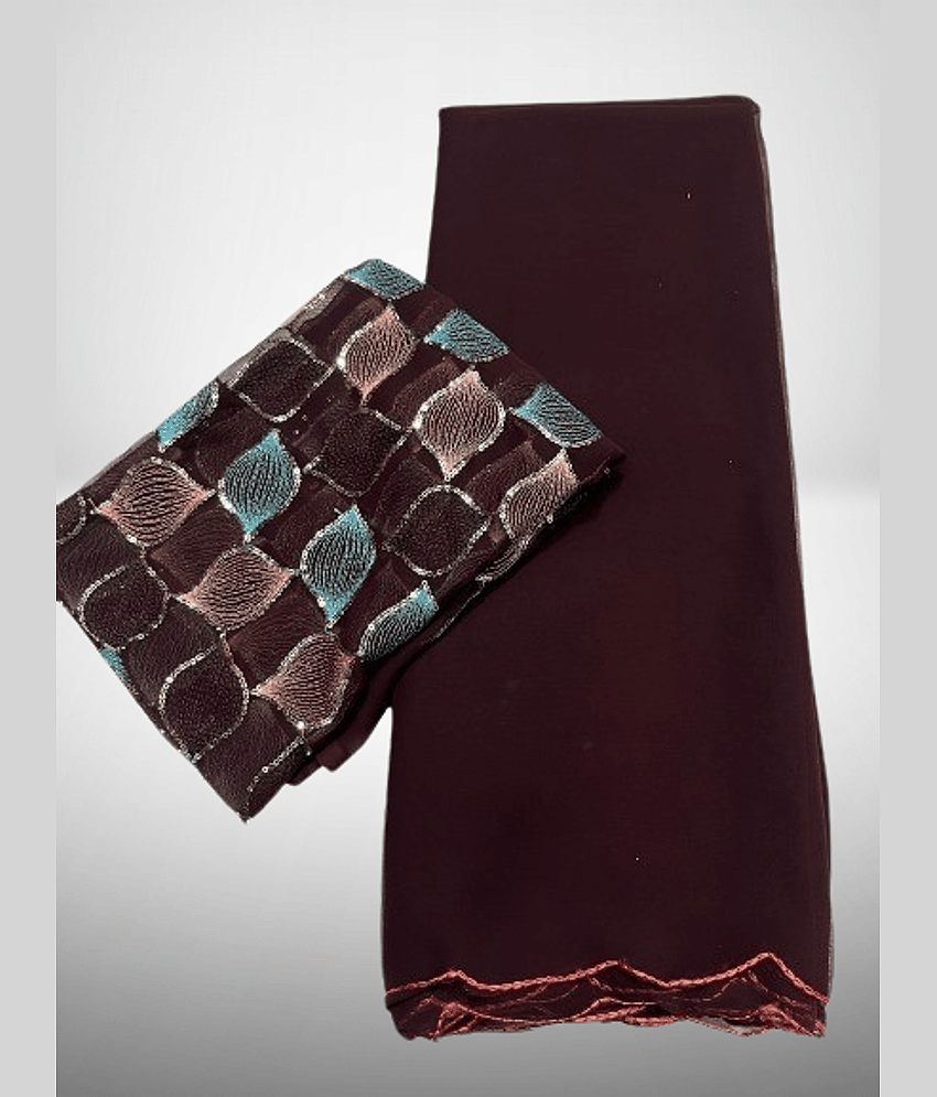 supalee Tex Georgette Solid Saree With Unstitched Blouse Piece ( Multicolor1 )