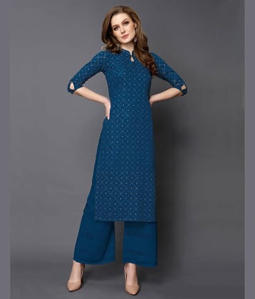 Estela - Teal Rayon Women's Straight Kurti ( Pack of 1 )