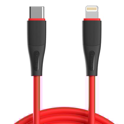 Portronics Silklink 20W Type-C to 8 Pin Fast charging Cable for Lightning Devices,Premium Silicon Cable, 1M (White)