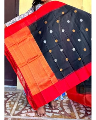 GADWAL SILK BLACK WITH RED BUTTI COLOR DUPATTA-GSD23