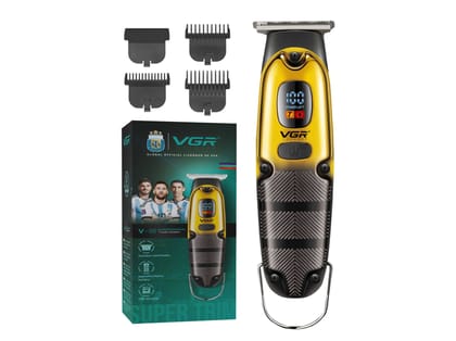 VGR V-981 Professional Hair Clipper with LED Display Trimmer 150 min Runtime 4 Length Settings (Gold)