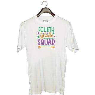 UDNAG Unisex Round Neck Graphic 'Teacher Student | fourth grade squadd' Polyester T-Shirt White