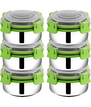 BOWLMAN Smart Clip Lock Steel Green Food Container ( Set of 6 )