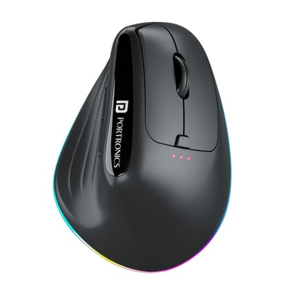Portronics Toad Ergo 3 Ergonomic Wireless Mouse with RGB Lights (Black)